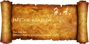 Héra Alojzia névjegykártya